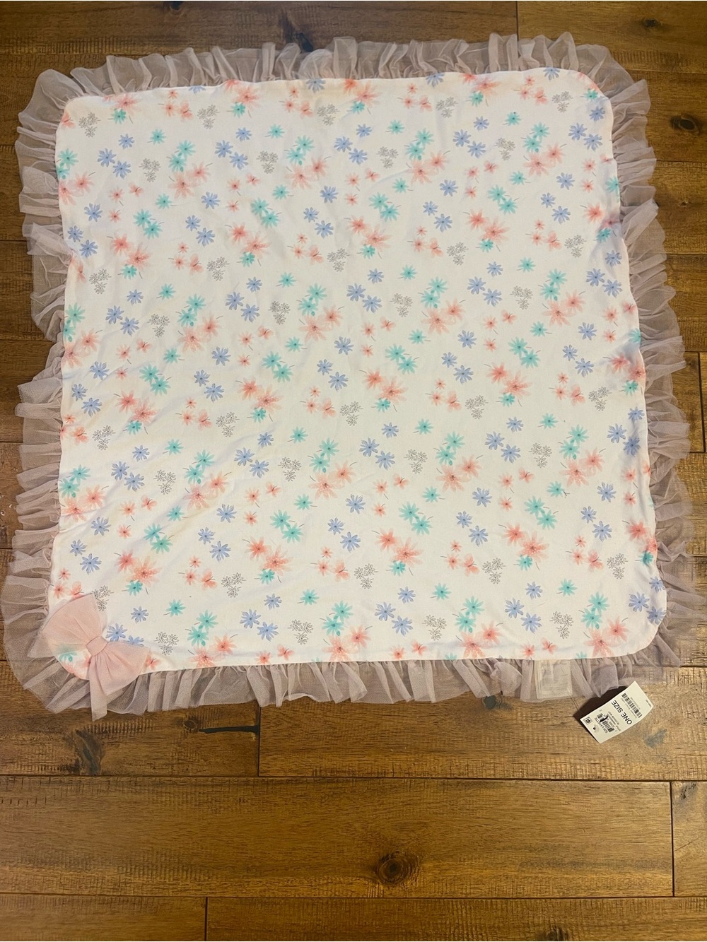 NEW First Impressions Macy’s White Pink Floral  Blanket Tulle 100% Cotton Girl
